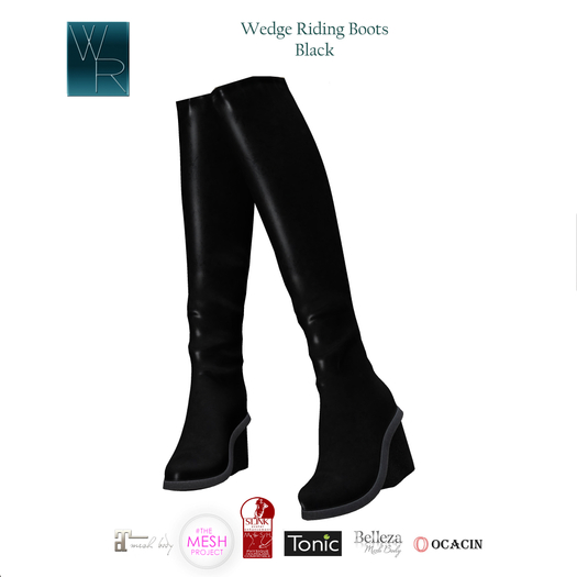WRC Wedge Riding Boots Black
