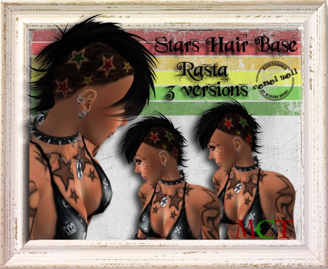 ::Rebel Yell:: - Hair Base "Stars" Rasta