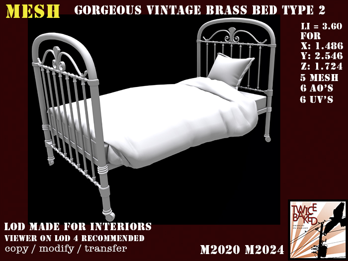 "TB" Gorgeous brass bed type 2 M2020 M2024