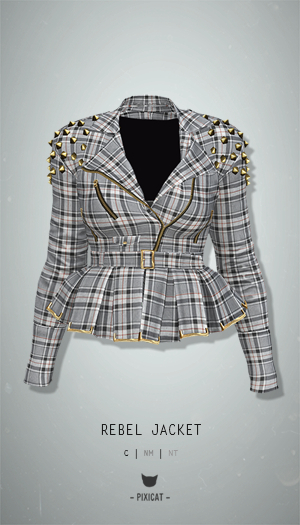 -Pixicat- Rebel Jacket (PlaidGrey)