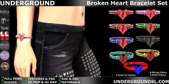 (UG) - Broken Heart Bracelet Set