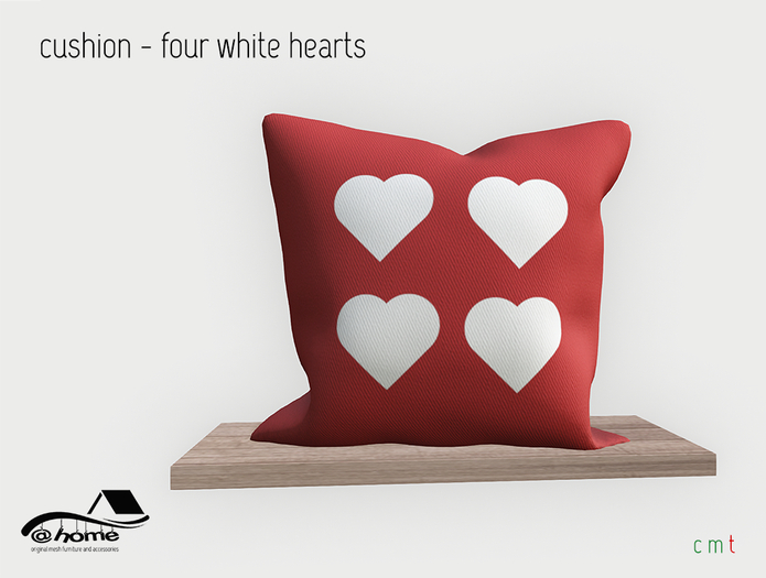 @home: red cushion - 4 hearts - Valentines Day
