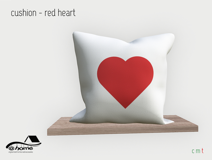 @home: white cushion - 1 heart - Valentines Day