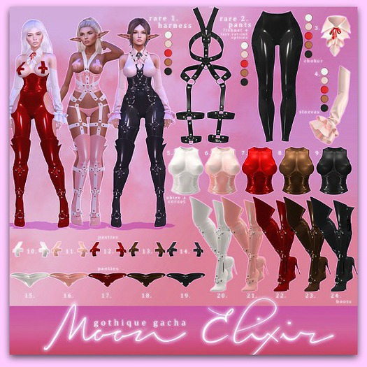Moon Elixir - Gothique - 6 - Lara - Pink Corset & Shirt