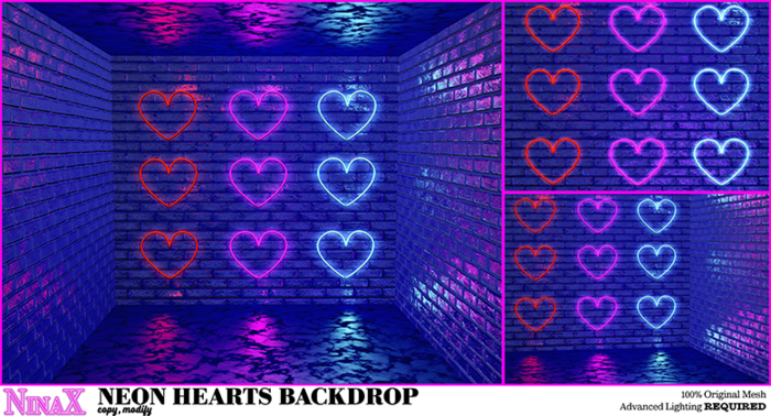 NinaX: Neon Hearts Backdrop 