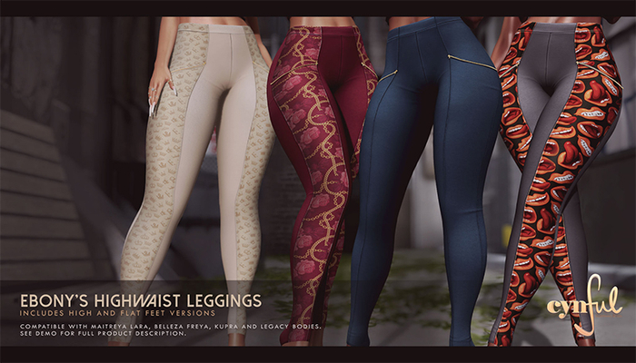 Cynful Ebony's Highwaist Leggings - Fatpack  (Check description for included sizes)