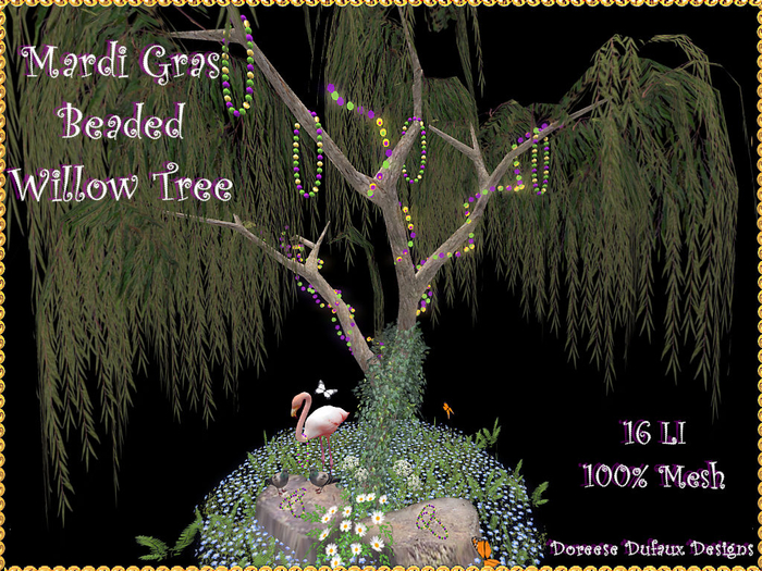 MARDI GRAS BEADED WILLOW TREE 
