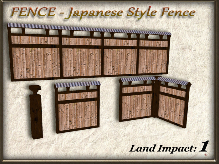 Second Life Marketplace - FENCE - Japanese Style Fence Set (1 Li) Full Perm