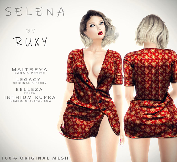 Ruxy-Selena Mesh Dress flower red