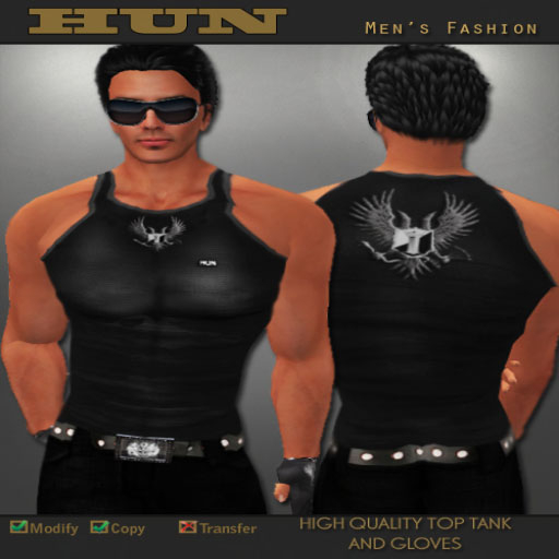 HUN EAGLE TOP TANK AND GLOVES BLACK