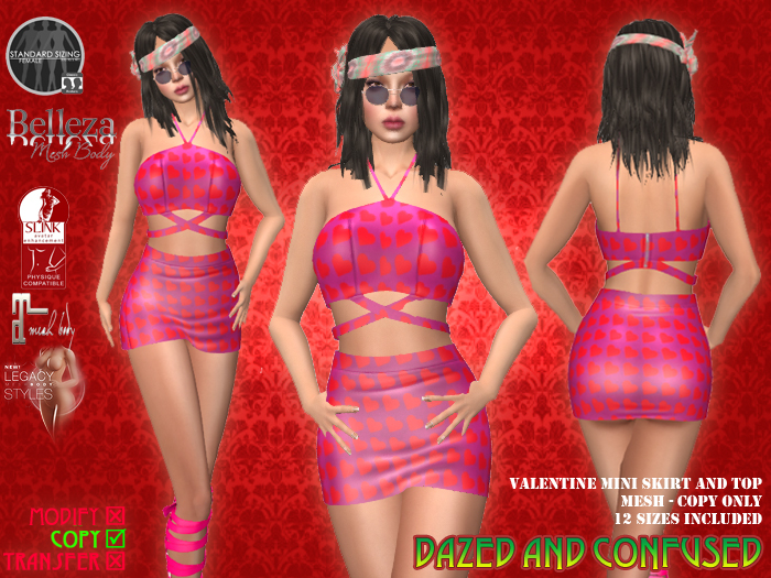 DEMO Valentine mini skirt and top