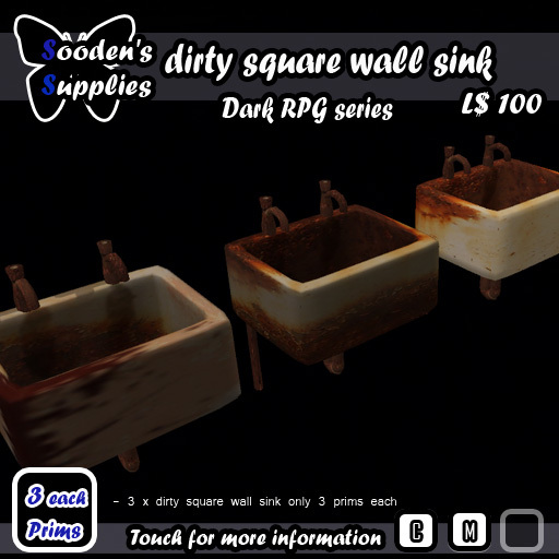 3 Prim dirty square wall sink