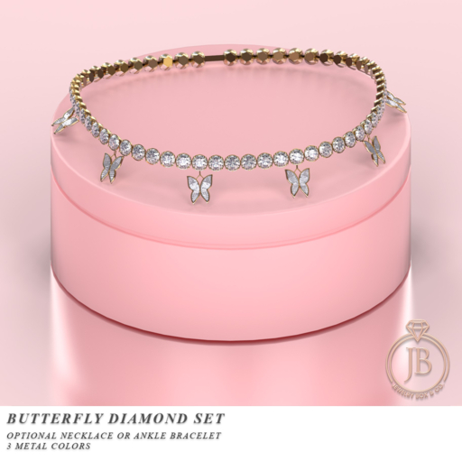 Jewelry Box & Co. Butterfly Diamond Ankle Bracelet (Rosegold)