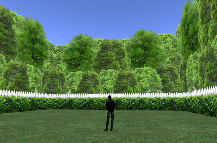1 PRIM SKYBOX GREEN TREES AND WHITE FENCE 1024