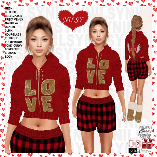 LOVE HOODIE AND FLANNEL CHECK SHORTS,ALL BODIES