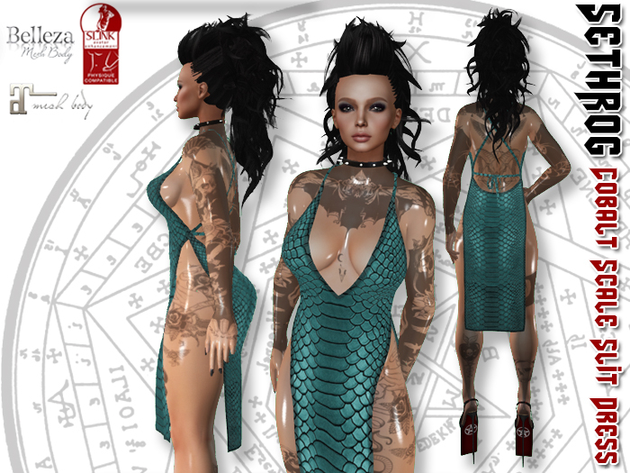 SETHROG-Cobalt-Scale-Slit-Dress