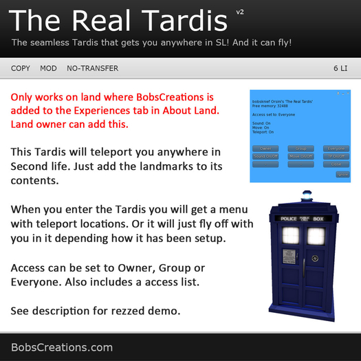 The Real Tardis (Experience Teleporter) 