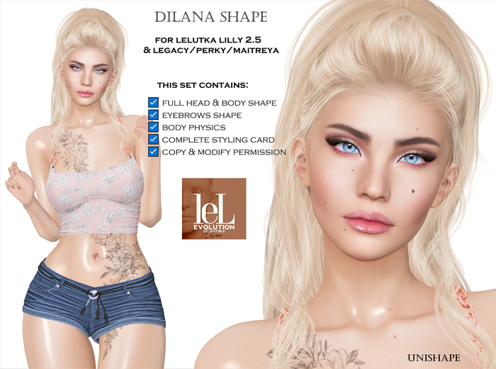 *UniShape*Dilana shape for LeL Lilly 2.5 & Legacy/Perky/Maitreya