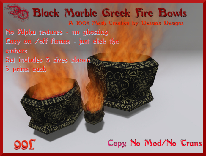 DD Fire Bowl Alexandra Tile Black