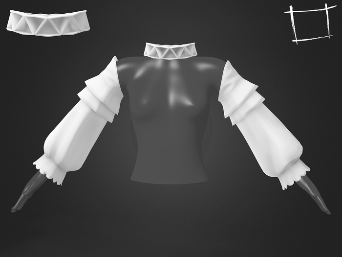 Full Perm Mesh Non Rigged Victorian Neck Piece Collar Ruff