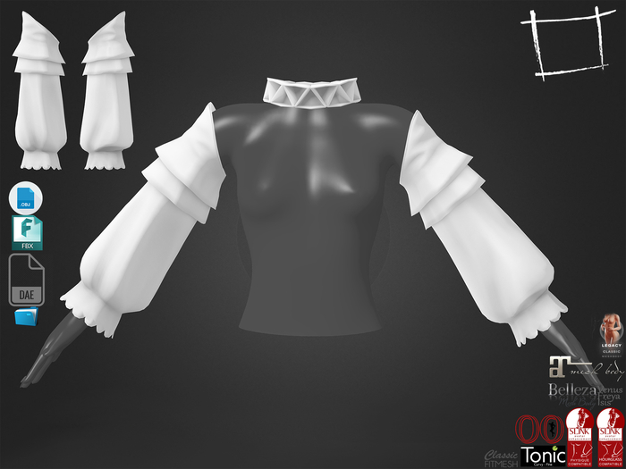 Dae Obj FBX For Victorian Long Sleeves Fashion Kit Slink, Maitreya, Belleza, Tonic, Legacy, Voluptuous