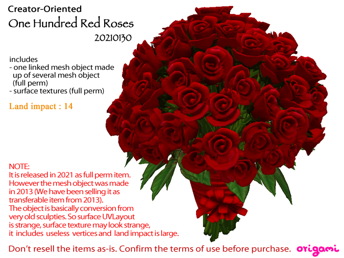 origami~* One Hundred Red Roses 20210130