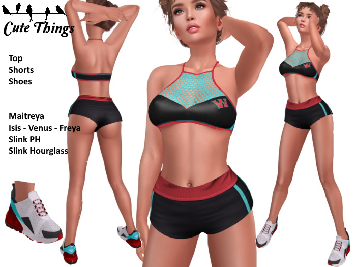 [CT] Runner Outfit Black / Red + Sneakers - Maitreya - Slink - Belleza DEMO