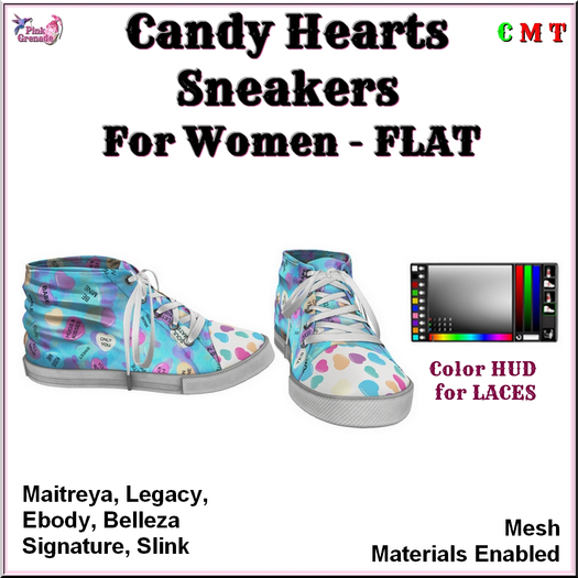 Pink Grenade - Candy Hearts Women's Sneakers - FLAT 