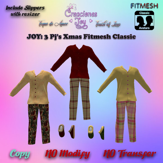 JOY: 3 PJ'S Fitmesh Classic Men Xmas
