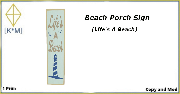 [K*M] Beach Porch Sign (Life's A Beach)