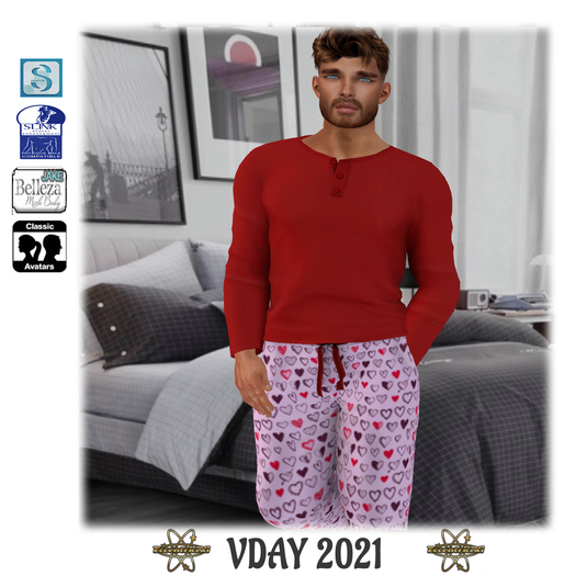 ~EccentriciXi~ Mens PJs VDAY 2021 Red Black Hearts