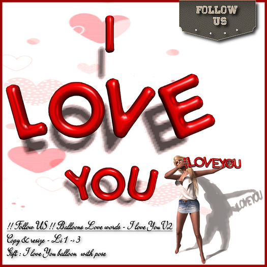 Valentine's Offer !! Follow US !! Balloons Love words I love you V2 COPY BOX