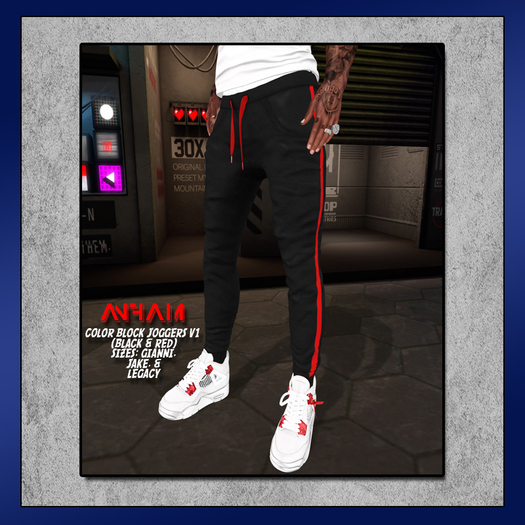 ANFAM - Color Block Joggers v1 (Black/Red)