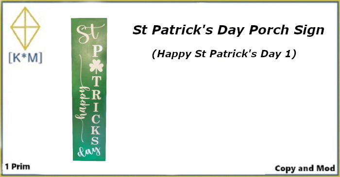 [K*M] St Patrick's Day Porch Sign (Happy St Patrick's Day)