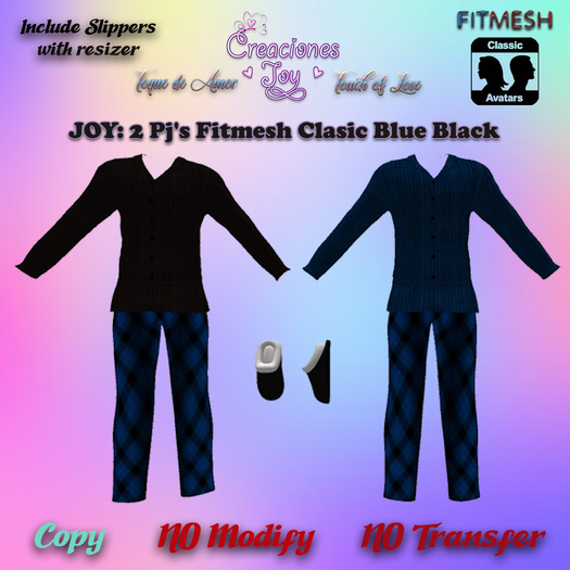 JOY: 2 Pj's Fitmesh Classic Men blue