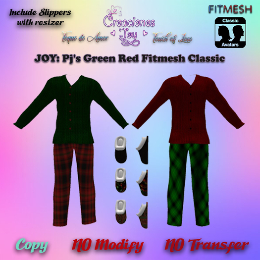 JOY: 2 Pj's Fitmesh Classic Men red green