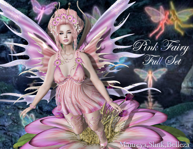 InStyl-Full Set Pink Fairy /Maitreya,Slink,Belleza/ +Large flower + pose as a gift
