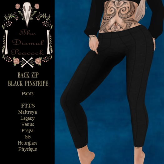 ::DP:: Back Zip Black Pinstripe