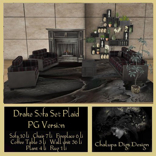 Drake Sofa Set PG Plaid