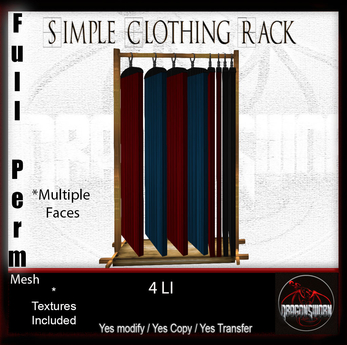 Perm Racks Second Life Marketplace - Full Perm Simple Clothing Rack