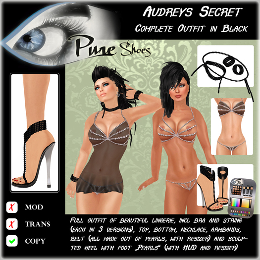 << PURE >> Audrey`s Secret (full outfit incl. high heel) in Black [inworld price 199L$]