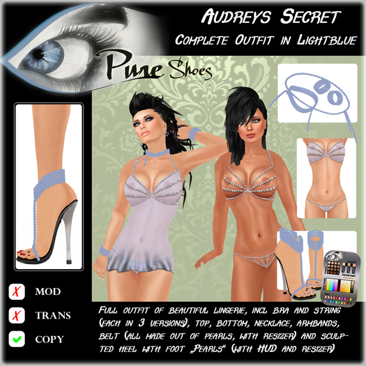 << PURE >> Audrey`s Secret (full outfit incl. high heel) in Lightblue [inworld price 199L$]