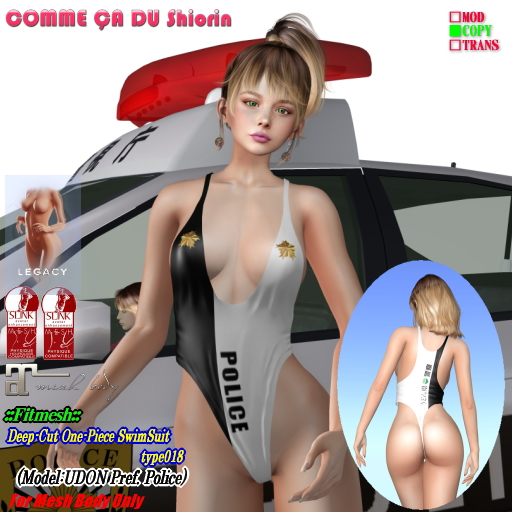 =CS= One-Piece Swimwear018 UDON Pref. POLICE B&W