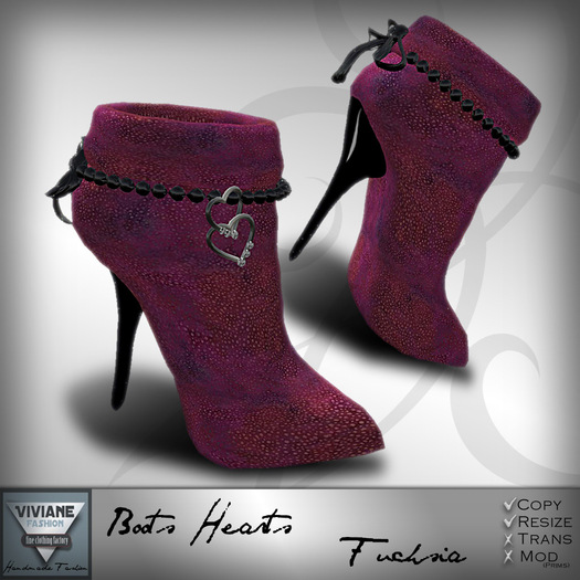 Viviane Fashion - Boots Hearts Fuchsia