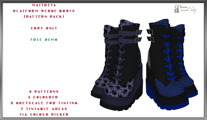 Maitreya Platform Wedge Boot(Pattern Pack) DEMO