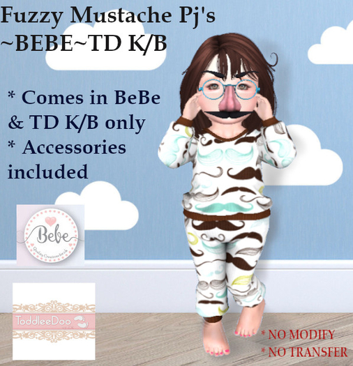 {Nat's}BEBE~TD~B/K~Fuzzy Mustache Pj's