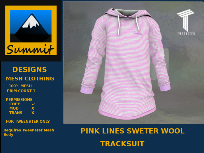 Summit Pink Lines Wool Tracksuit [Tweenster]