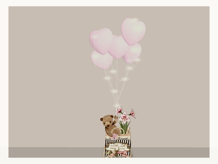 [AE] Gift Store -Vintage Teddy with Balloon Bouquet Pink