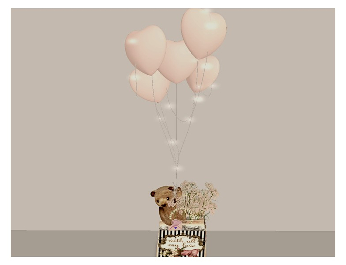 [AE] Gift Store -Vintage Teddy with Balloon Bouquet Peach