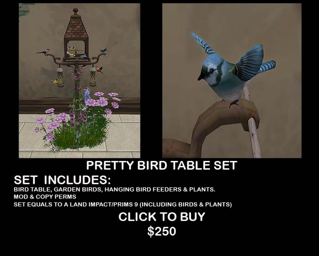 Pretty Garden Bird Table With Birds